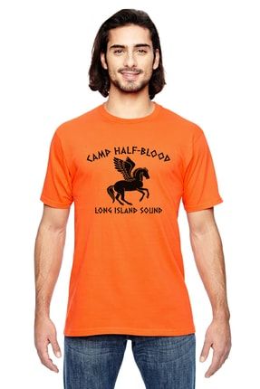 Camp Half Blood Long Island Sound Baskılı Turuncu Erkek Tshirt RF0076-ERKTS