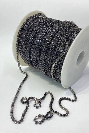 Kristal Taşlı Siyah Metal Yuvalı Şerit 12 Mm 5 Metre TXCB57F6A955839