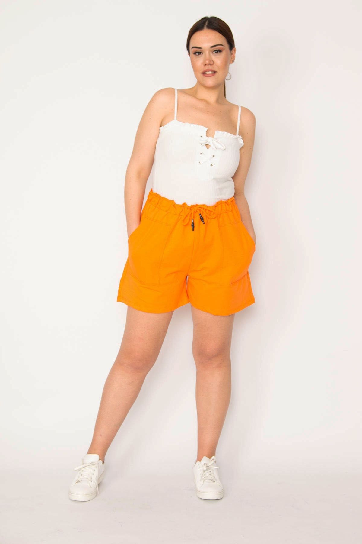 Orange shorts plus size clearance