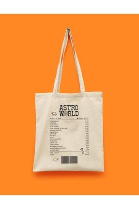 Travis Scott Astro World Albüm Receipt Baskılı Bez Çanta travis-b-