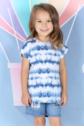 Mavi Kız Çocuk Desenli T-shirt P-012710