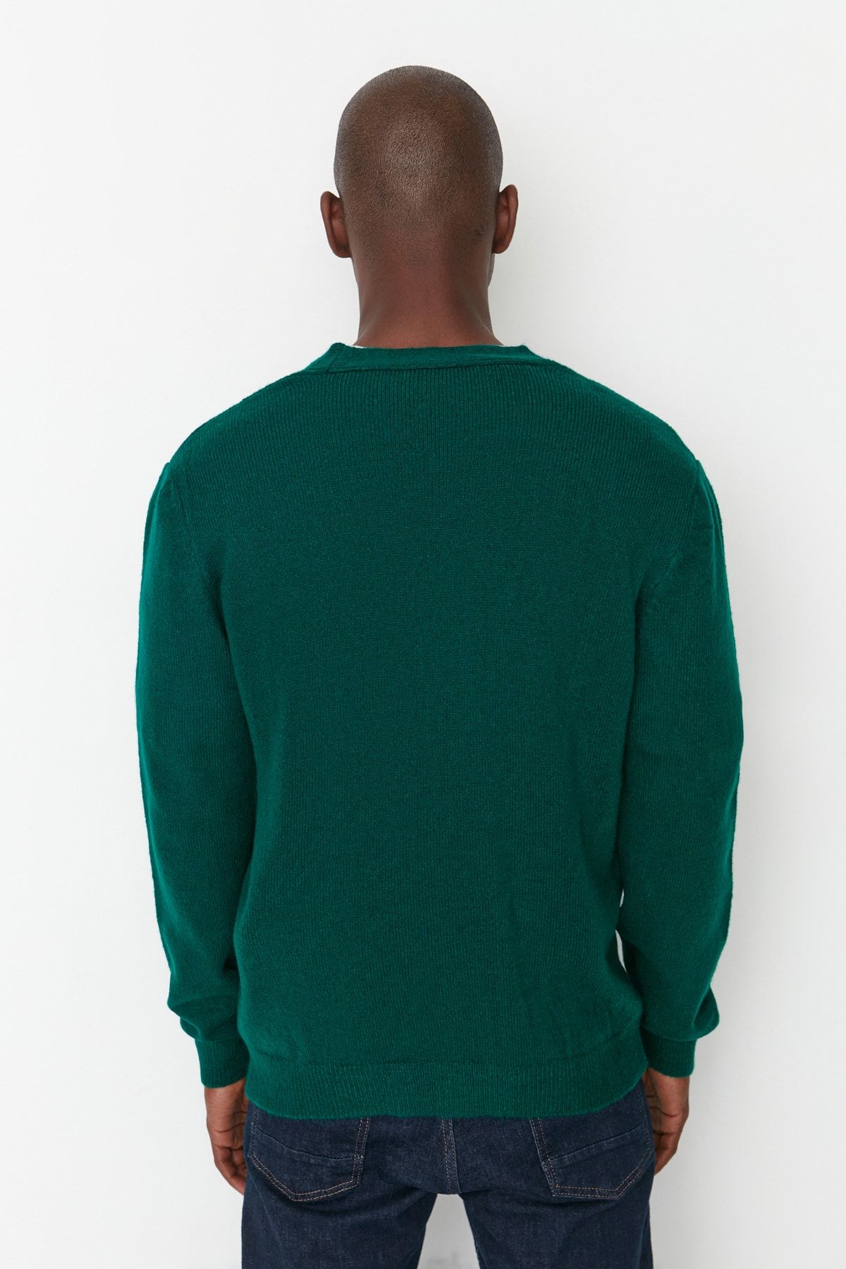 Green crew clearance neck cardigan