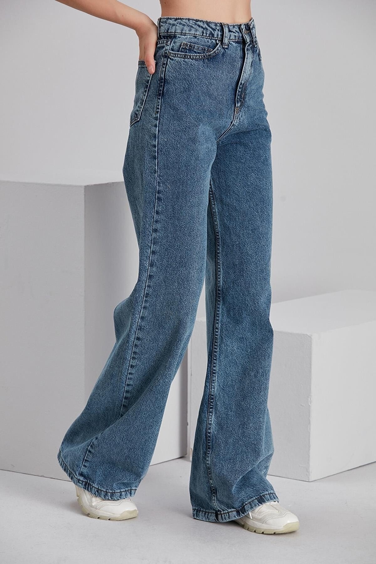 Ramrod Lycra 90's Women's Blue Super High Waist Loose Leg Denim