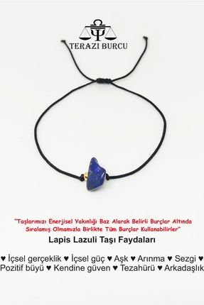Burç Taşı Doğal Taş Terazi Burcu Lapis Lazuli Taşı Bileklik Makrome Örgülü Altın Kaplama Boncuk TYC00272314777