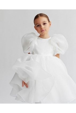 Kız Çocuk Bella Model Beyaz Trend Elbise TYC00460650285