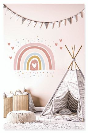 Soft Renkli Puantiye Yıldız Kalpler Ve Gökkuşağı Dekoratif Çocuk Odası Duvar Süsü Duvar Sticker q4152