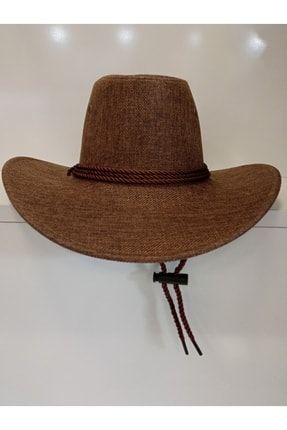 Arıcı Store Yeni Sezon Geniş Model Erkek Kahverengi Hasır Kovboy Şapka PY8750010