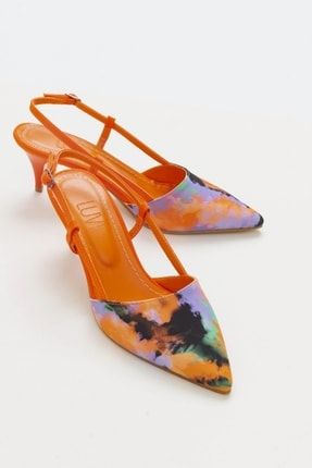 Taus Turuncu Desenli Kadın Topuklu Ayakkabı 144-245