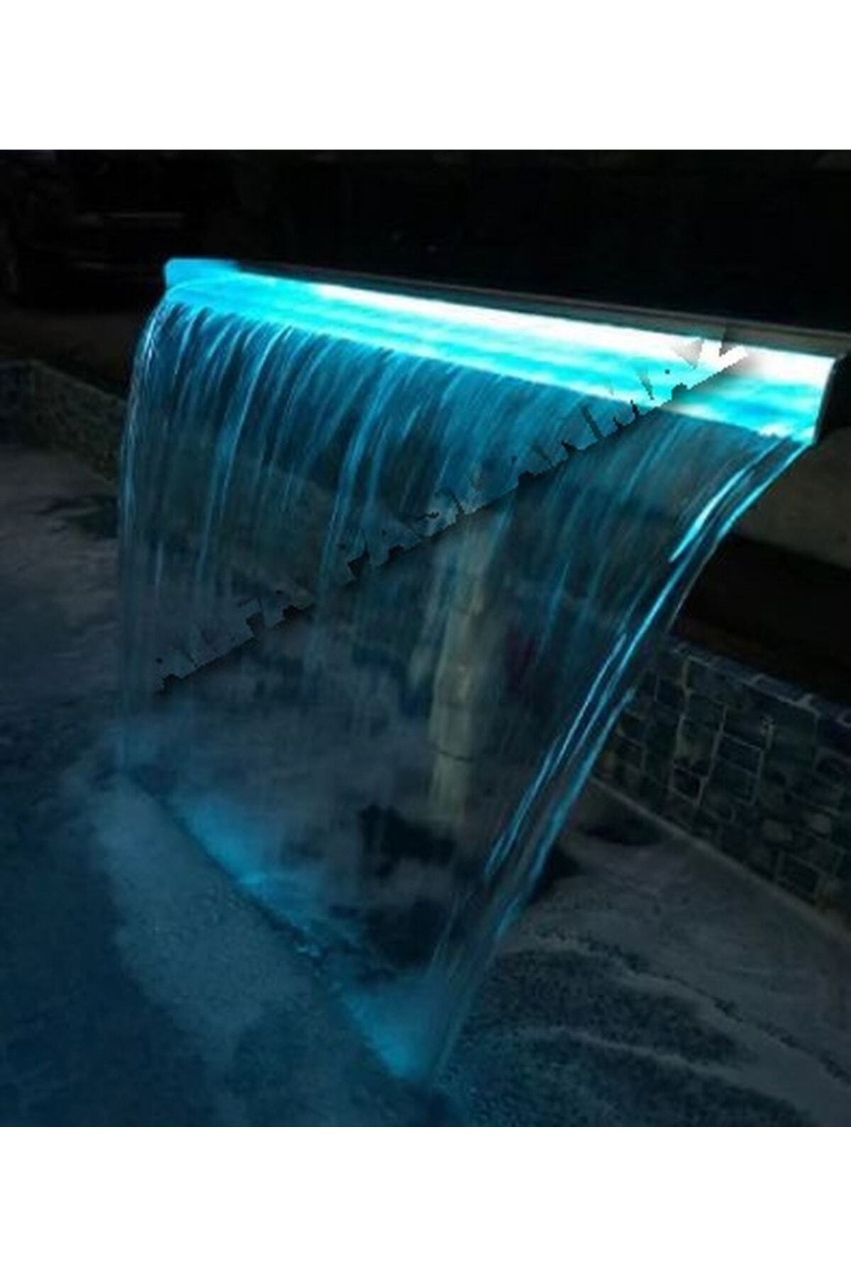 ALFA PASLANMAZ Rgb Duvar Su Şelalesi Led Işıklı,havuz Kenarı Duvar Su Perdesi, Bahçe Duvar Su Perdesi Modeli 90 cm