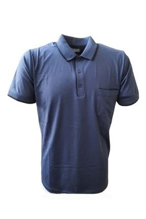 Erkek Basic Polo Yaka Kısa Kol T-shirt 430 - Mavi - M ST00915