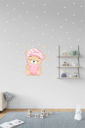 Tatlı Kız Ayıcık Uykuda Çocuk Odası Duvar Sticker d2755