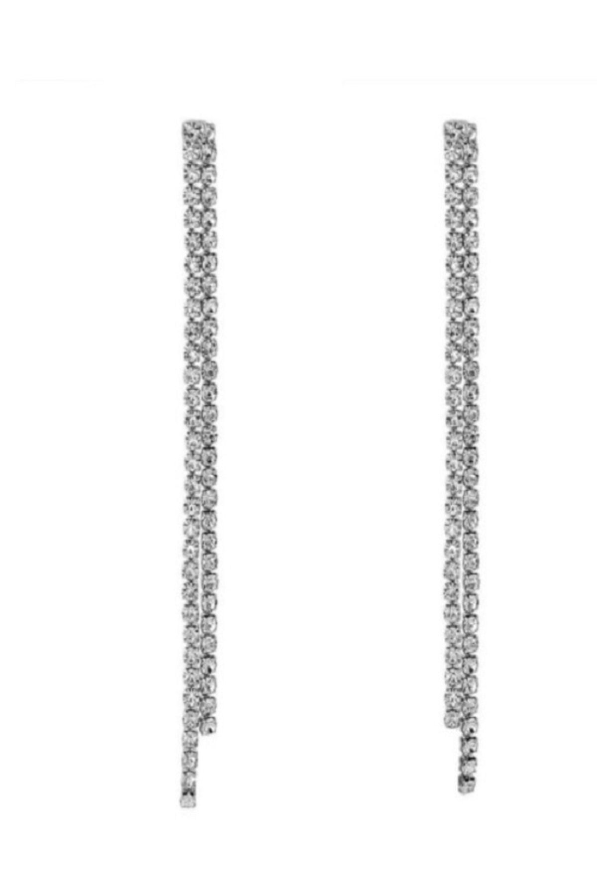 Classy Waterway Set of 2 Crystal Stone Hanging Earrings Zircon