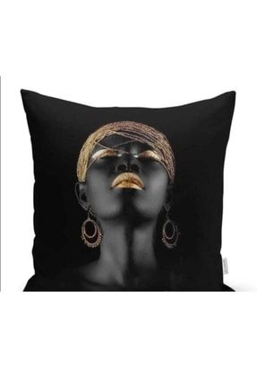 Siyahi Kadın Özel Tasarımlı Modern Dekoratif Yastık Kırlent Kılıfı Çift Taraflı 46279891239