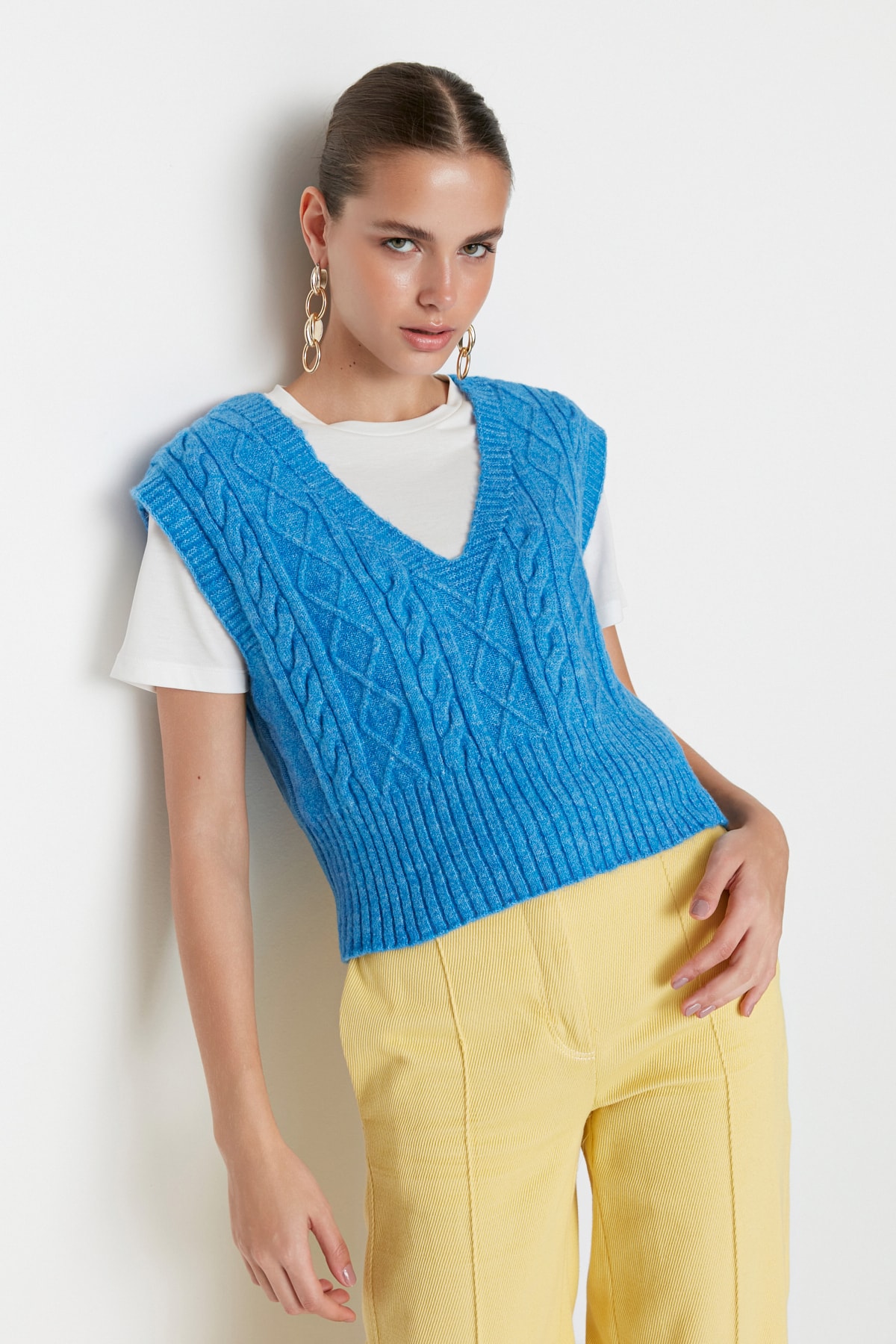 Trendyol Collection Strickweste Blau Regular Fit