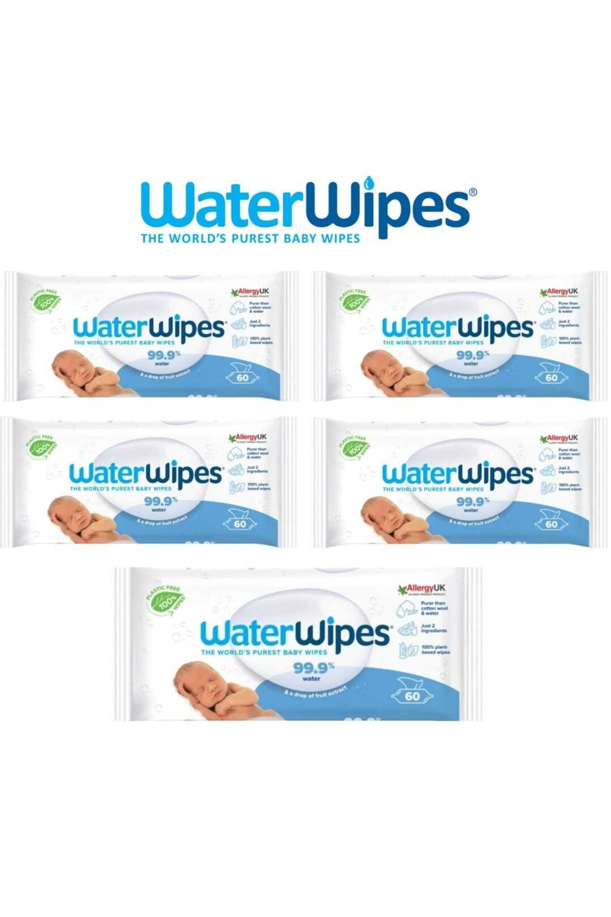 WaterWipes Yeni Doğal Biodegradable Original Baby (5X60 - 300 YAPRAK) Wipes