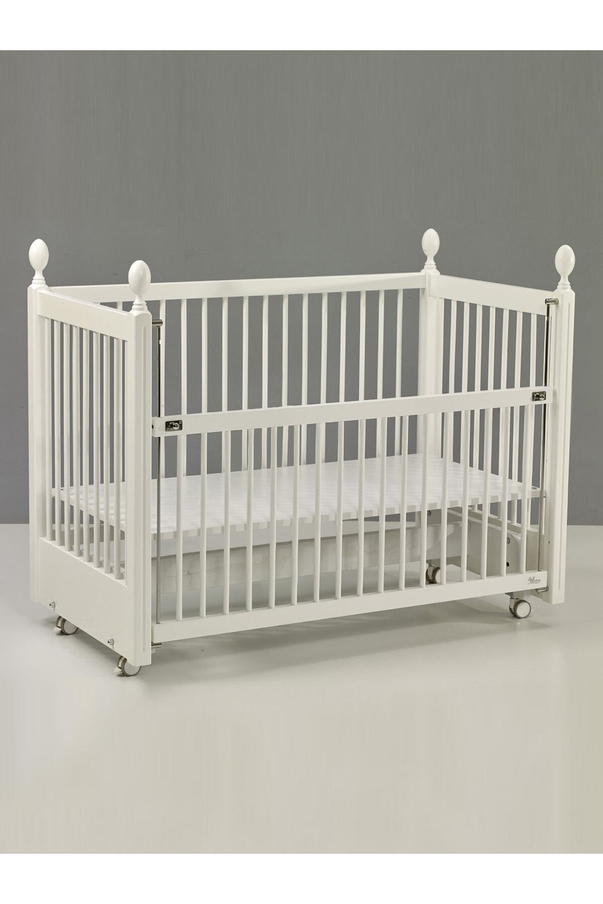 King Mother Side Wooden Rocking Crib 60x120 cm (white)