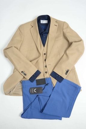 Blazer Ceket Çizgili Gömlek Keten Pantolon (4LÜ KOMBİN) MSTKM-144