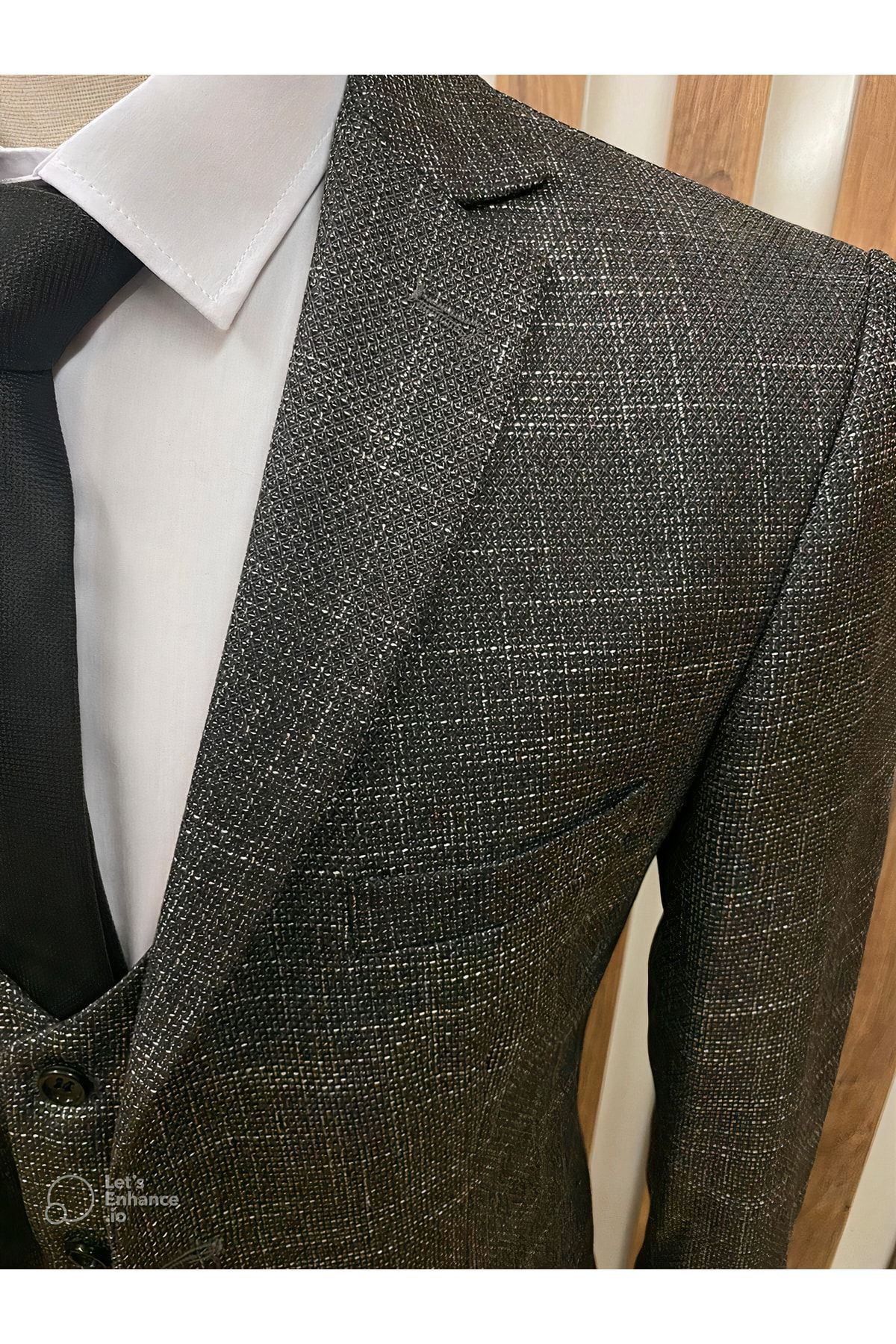 Costtum Men's Wear-Woven Melange Vest Suit 2