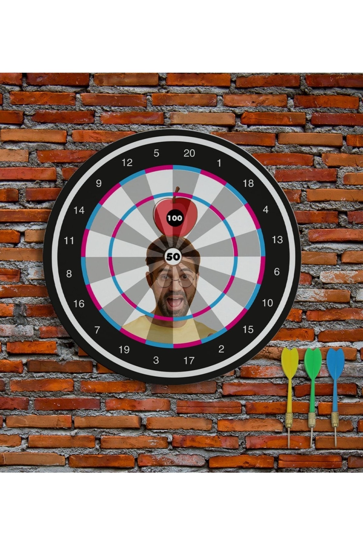 Bk Gift Kişiye Özel Fotoğraflı Eğlenceli 40cm Dart Oyun Seti Model 3