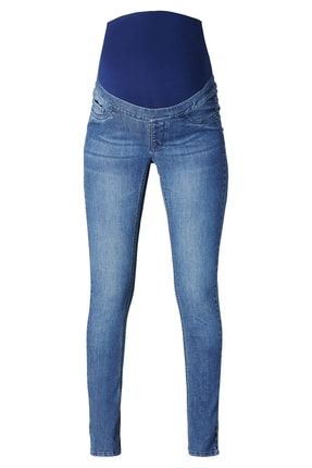 Skinny Fit Ayarlanabilir Bel Likralı Organik Pamuklu Dar Paça Mavi Hamile Pantolonu TYC00459587822