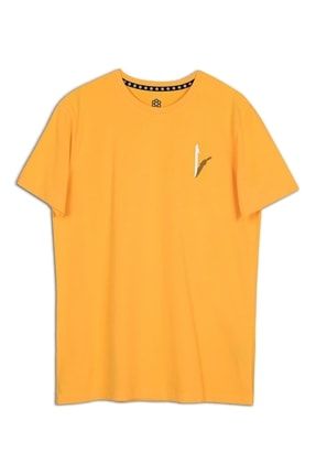 Elif Tasarım Pamuk Bisiklet Yaka Sarı T-shirt 22’ TshirtElif22'