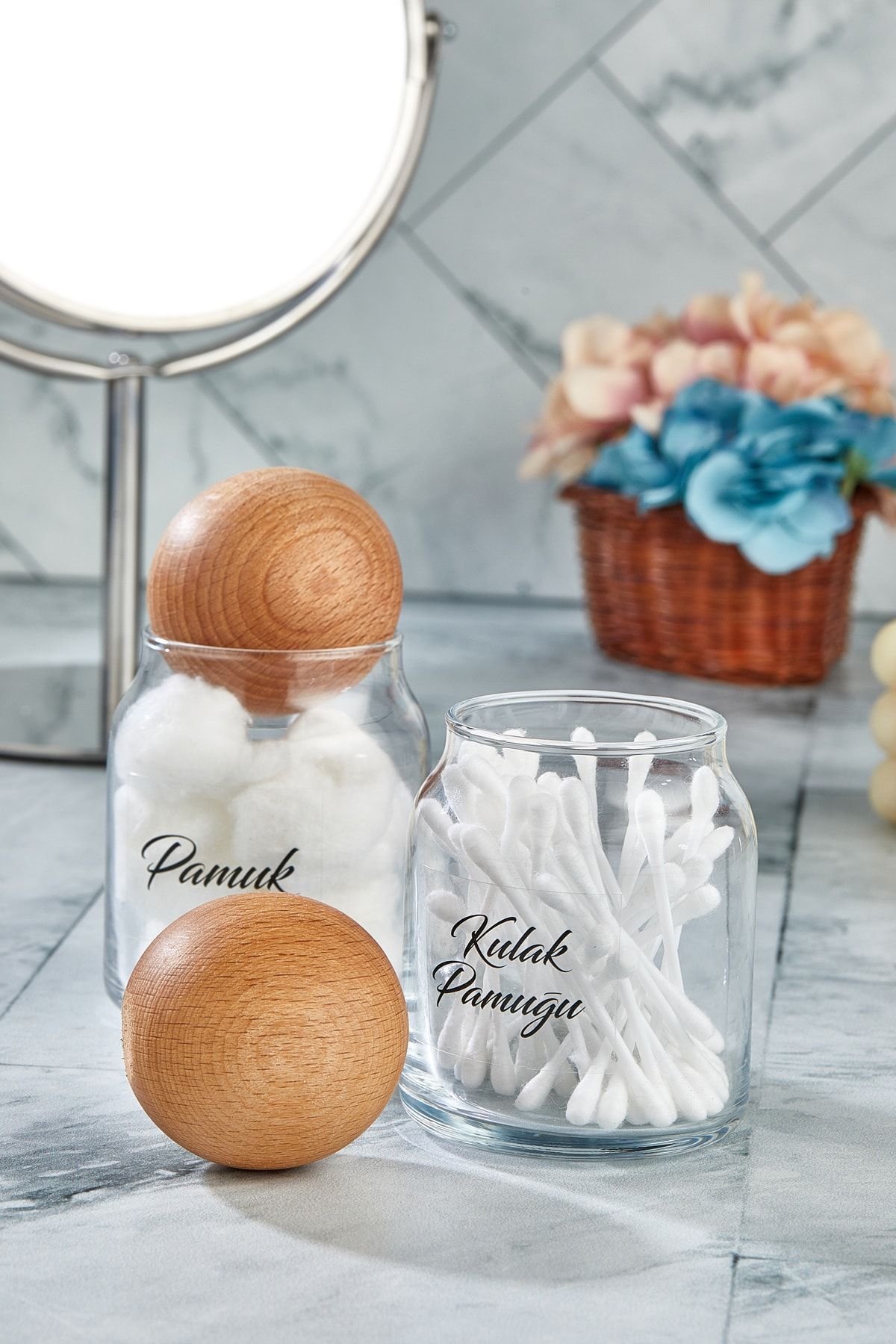 FBZhome-2-Piece Glass Ball Covered Ear Cotton & Cotton 300 ml 4