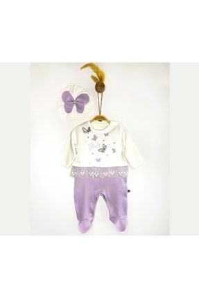 Kız Bebek Mini Butterfly Kelebekli Tütülü Şapkalı Tulum 3001-es