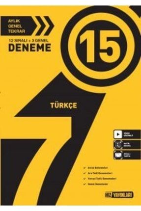 7. Sınıf Türkçe 15'deneme Hız Yayınları HIZ 7. SINIF TÜRKÇE 15'Lİ DENEME