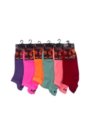 6'lı Kadın Renkli Spor Çorabı MLN02