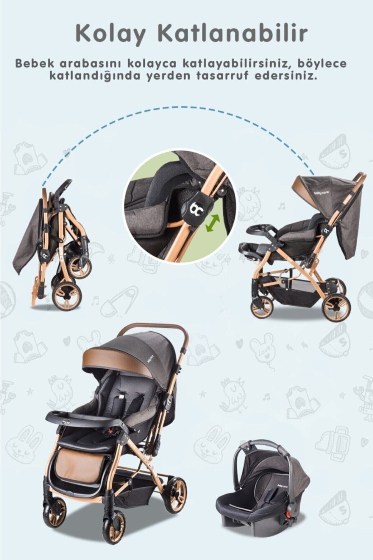 Baby Care Bc 65 Capron Çiftyönlü Bebek Arabası Gold Siyah Z fotoğrafı 2 (önizleme)