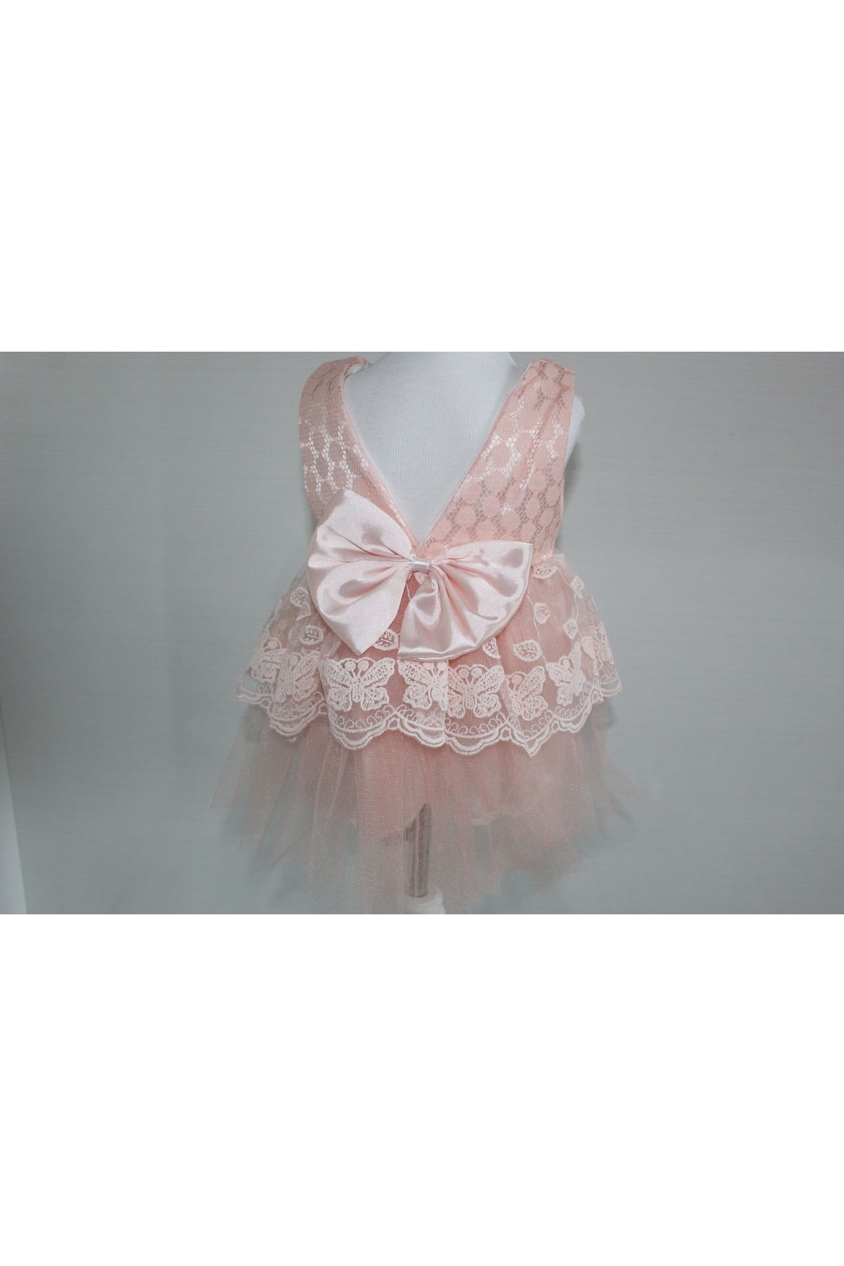 Petite Ponpon Baby Ponpon Baby O-6 Ay Kız Bebek Dantelli Çiçekli 4lü Mevlüt Takım Set Mevlüt Kıyafeti Somon (KUTUSUZ) fotoğrafı 4 (önizleme)