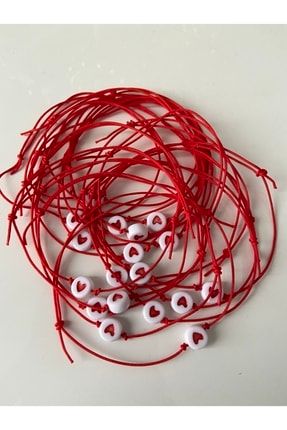 Kırmızı Ipli Kalp Bileklik Red string