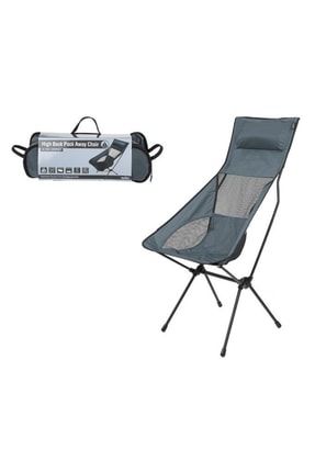 High Back Pack Away Chair Grey Ultra Light Kamp Sandalyesi Grey 633119_Grey