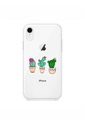 Iphone Xr Kaktüs Desenli Şeffaf Telefon Kılıfı iPhone XR - Şeffaf Renk