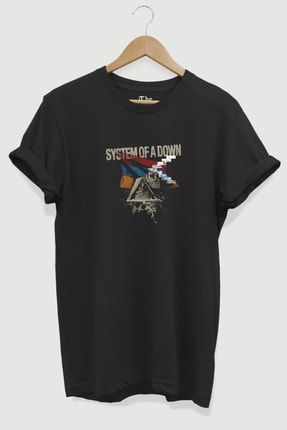 Siyah Unisex System Of A Down Baskılı Kısa Kollu T-shirt TB0ST063