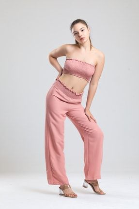 Kadın Straplez Crop Gipeli Aerobin Pantolonlu Takım ASSEM000118