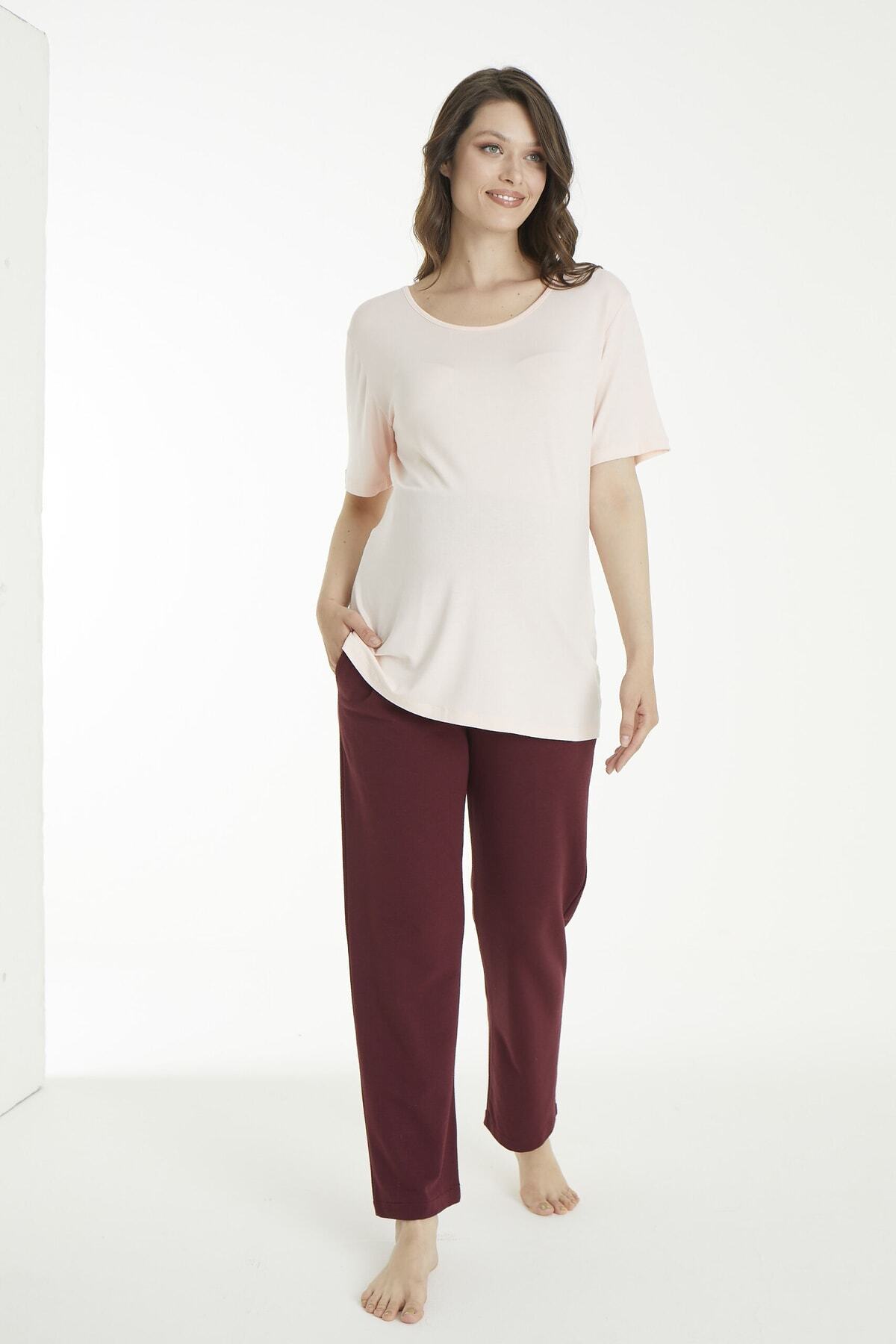 Miss Dünya Lissa Koyu Bordo Bel Ayarlanabilir Hamile Eşofman Altı fotoğrafı 5 (önizleme)