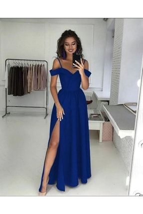 Krep Kumaş Askılı Prenses Elbise M-1250e4484ce5770c0906