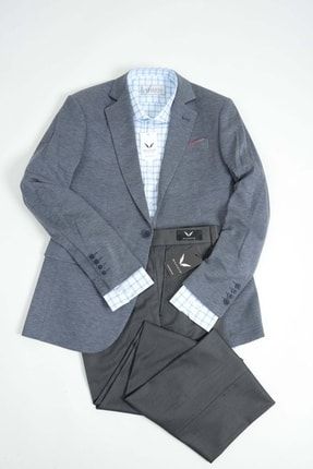 Blazer Ceket Düz Gömlek Kumaş Pantolon (3lü Kombin) MSTKM-179