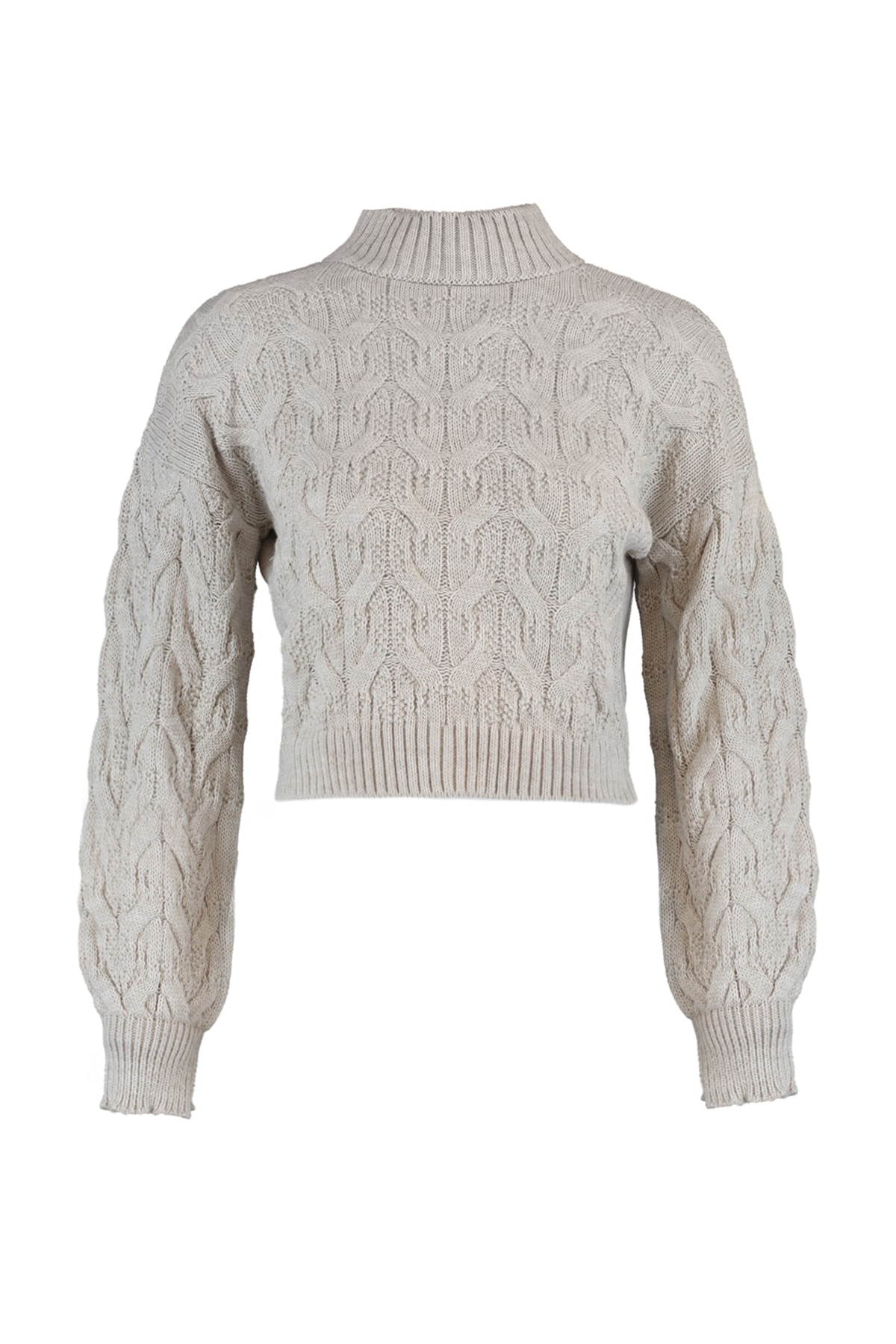 Trendyolmilla  Taş Crop Dik Yaka Triko Kazak TWOAW22KZ1634 - Görsel 7