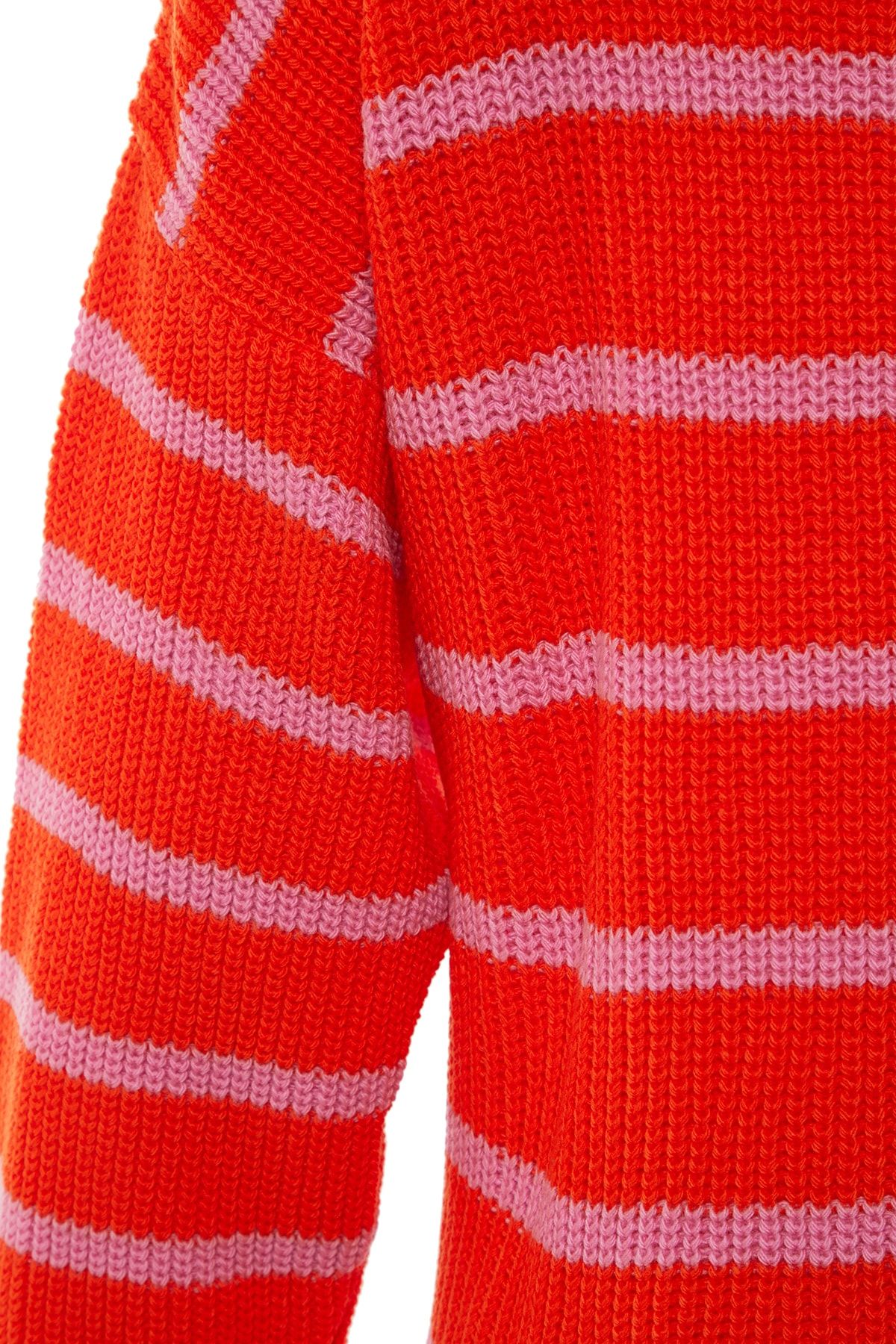 Trendyol Collection-Orange gestreifter Oversize-Strickpullover 7