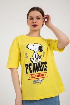 Sarı Peanuts Baskılı Oversize T-shirt 5582 22IY1180041