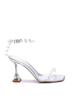 Pıne Gümüş Şeffaf Kadın Topuklu Sandalet 46211-R15244