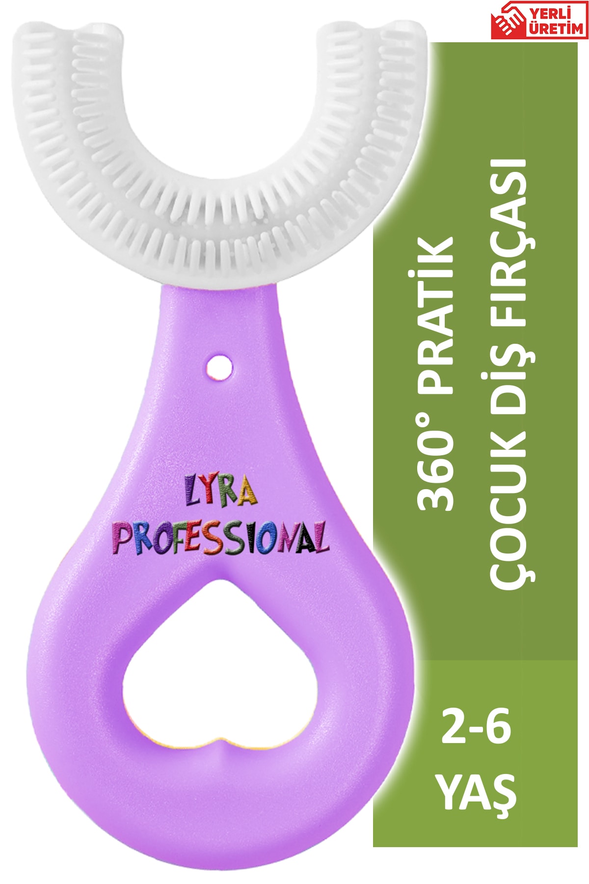 Lyra Professional U Şeklinde Pratik Çocuk Diş Fırçası 2-6 Yaş Lila QR9112