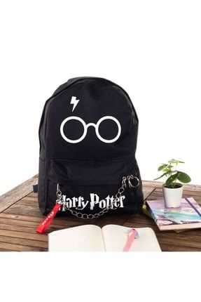 Harry Potter Gözlüğü Piercingli Zincirli Siyah Sırt Çantası Iki Bölmeli HarryGozluk1Hpmda