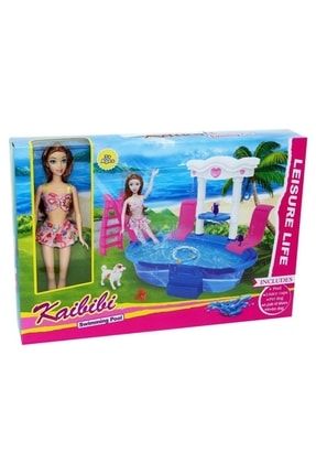 Barbie Oyuncak Bebek Kaydıraklı Havuzlu Barbie Seti Oyuncak O10435