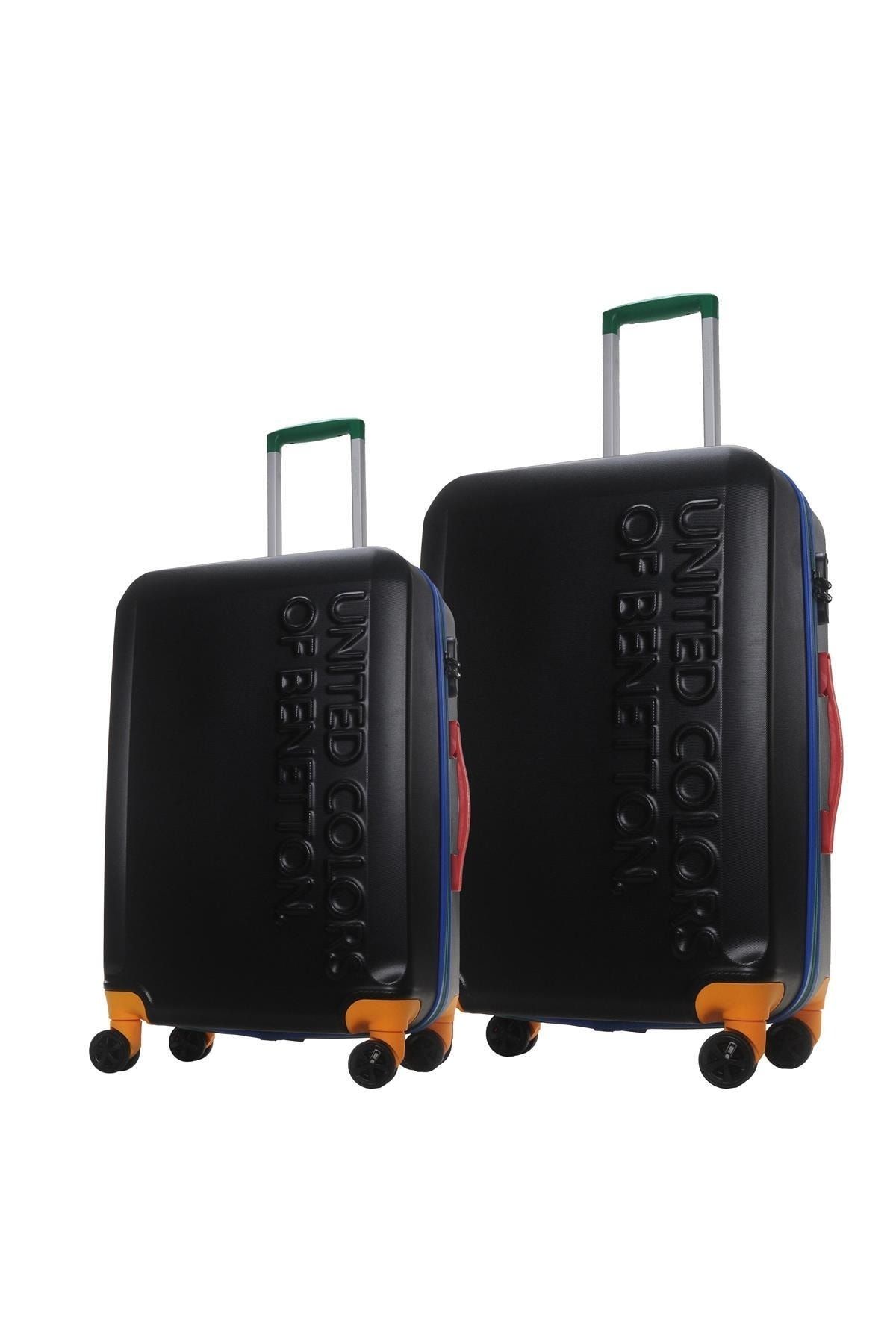 Benetton ست چمدان سایز بزرگ و متوسط ​​سایز 100% Policarbon نشکن مشکی 203x 203X-VR-BO