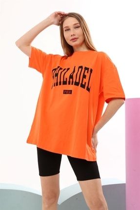 Philadel Baskılı Oversize T-shirt 7733