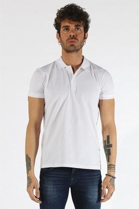 Erkek Slim Fit Polo Yaka Tshirt Ets 1230 (T) Beyaz TX0CB886F67625