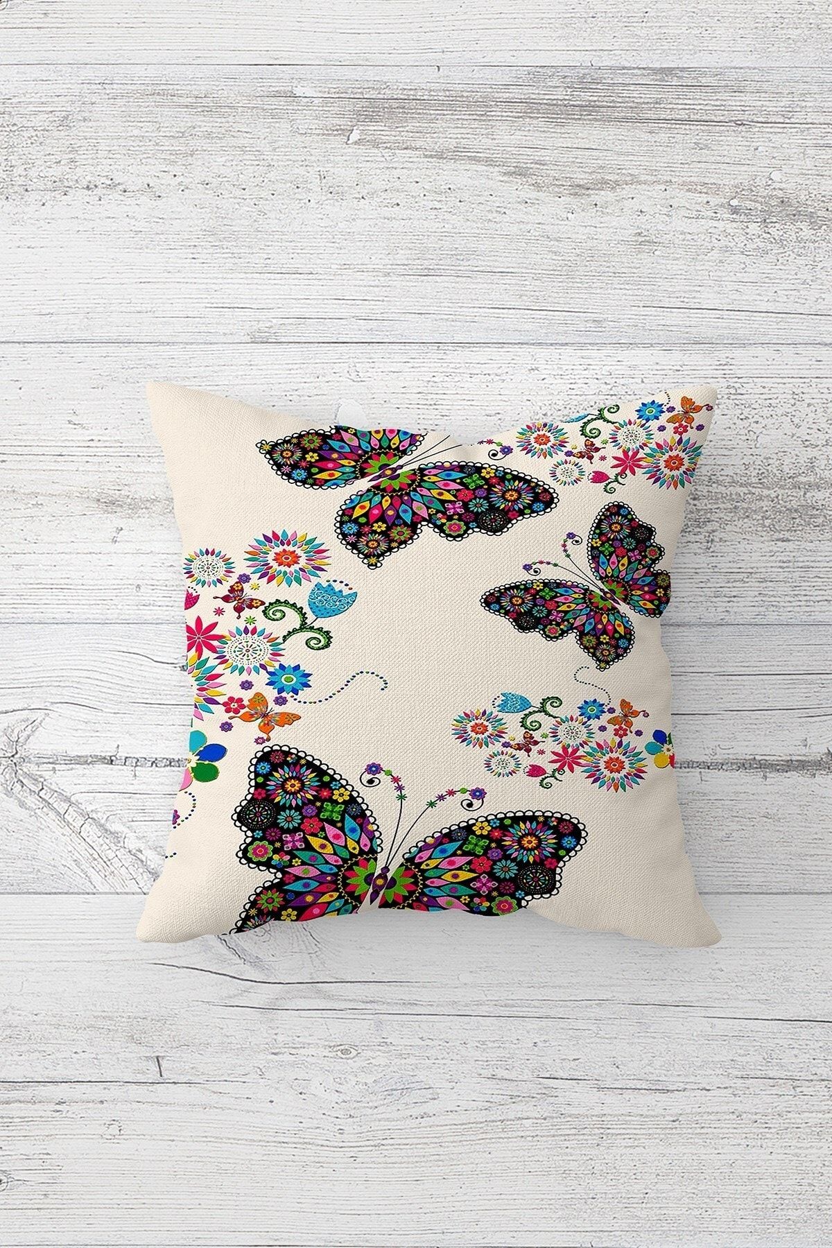 on the clouds-Colorful Butterflies Patterned Single Side Hidden Zipper Pillow Case Throw Pillow Sofa Pillow Case 1